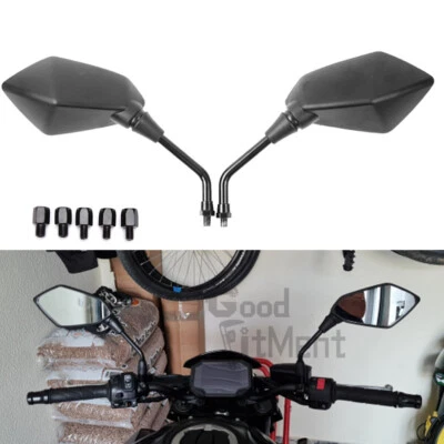 2X Espejos retrovisores laterales moto + Adaptador 8mm 10mm para Honda Kawasaki Suzuki Foto 1 de 4