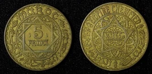 Marocco Mohammed V Alluminio-Bronzo 1364 (1945) 2 Franchi Y# 42 (27 631) - Foto 1 di 3