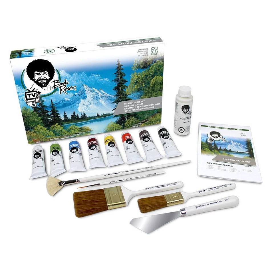 Bob Ross Malset Landschaft Masterset - Ölfarben Pinsel Malspachtel Flüssigweiss - Bild 1 von 1