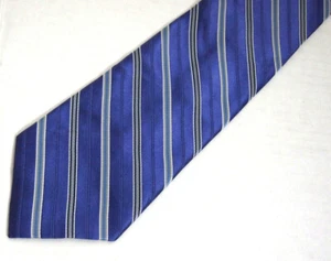 Croft & Barrow Mens Necktie Tie Purple Grey Blue Striped 100% Silk 60" Career - Picture 1 of 4