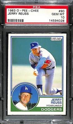 Jerry Reuss 1983 O-PEE-CHEE #90 - PSA 10 gemas como nuevo Dodgers Foto 1 de 2