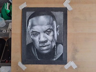 Dibujo original de 11x14 pulgadas al carbón del icono del rap Dr Dre Foto 1 de 4