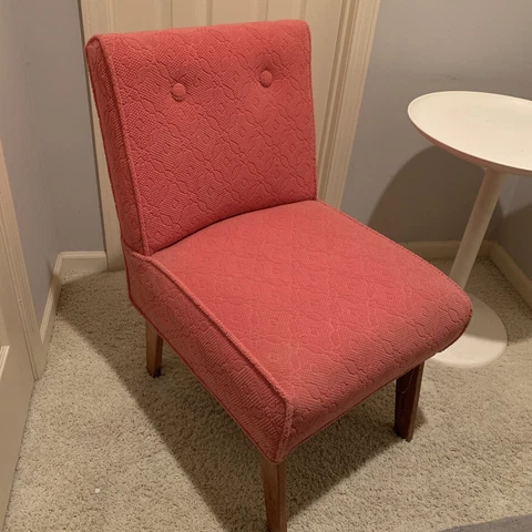 VTG MID CENTURY 1950s PINK SLIPPER ACCENT CHAIR Cover