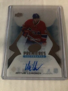 2016-17 UD Ice Premieres Autographs Artturi Lehkonen Canadiens 103/299 - Picture 1 of 2