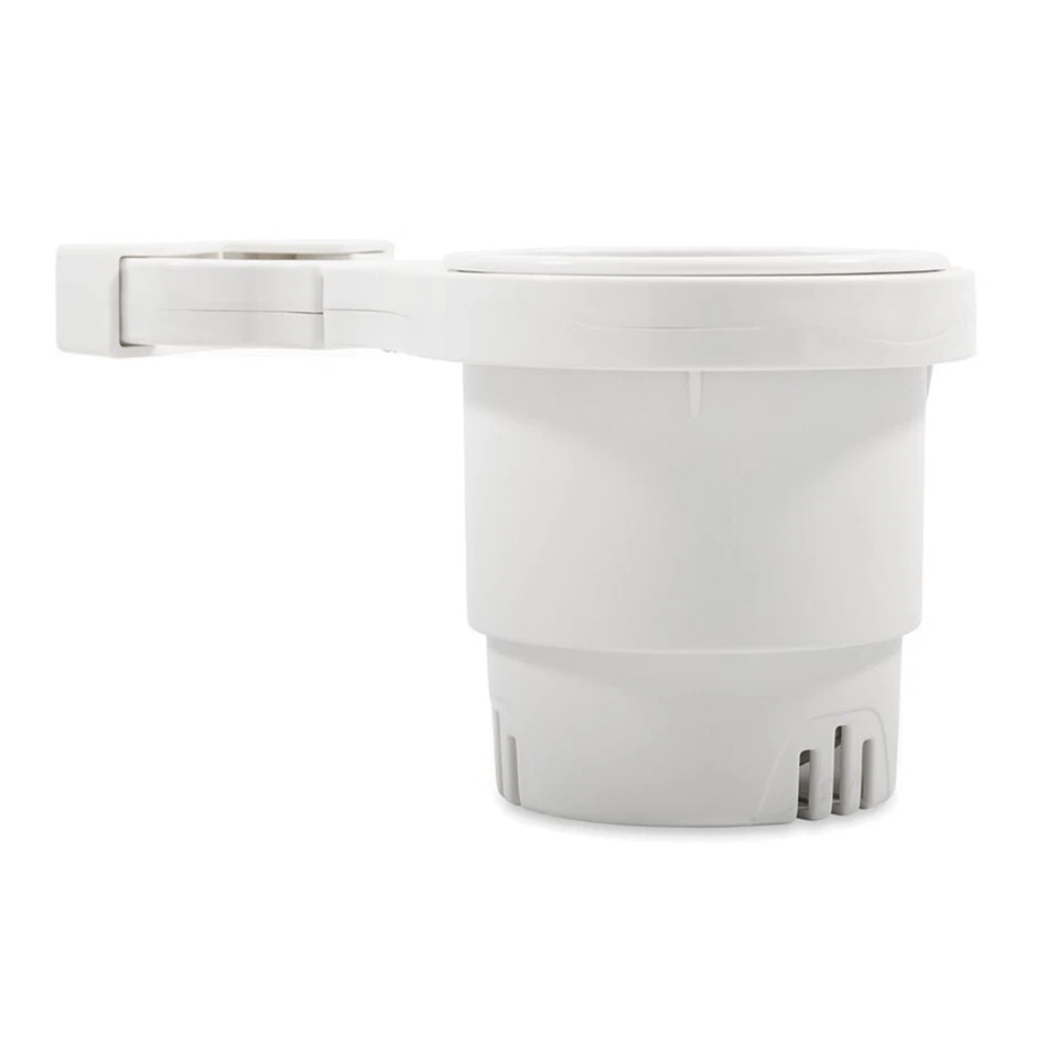 Camco Clamp-On Rail Mounted Cup Holder - Small for Up to 1-1/4" Rail White 53086 - Image 1 of 1