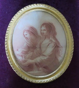 . Wood frame vintage Georgian antique Bartolozzi sepia stipple engraving picture - Picture 1 of 12