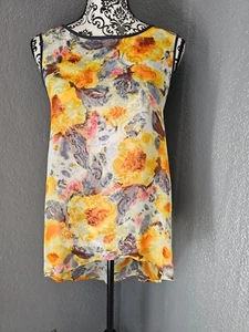 Women's Happening in the Present Tank Top Blouse Size Small High/Low Floral - Picture 1 of 12