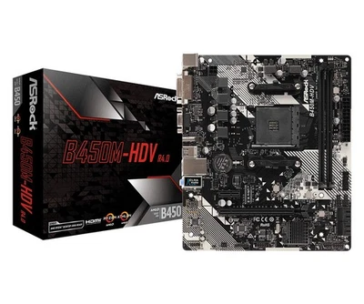 Asrock B450M-HDV R4.0 AMD B450 Socket AM4 micro ATX B450M-HDV R4.0 Scheda madre - Immagine 1 di 4