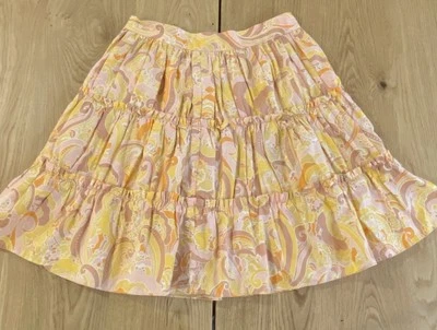 Marc Jacobs ruffled Flare skirt Yellow rose pink pastel size 4 Festival Retro - Image 1 of 4