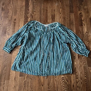 DAUGHTERS OF INDIA STRIPED TOP BLOUSE size XS ( RUNS LARGER ) - Picture 1 of 6