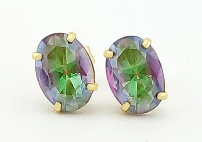 PENDIENTE TOPACIO MÍSTICO CREADO EN LABORATORIO 2,10 Cts ORO 14k - Nuevo Con Etiqueta Foto 1 de 4