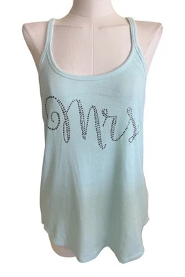 Camiseta para mujer Betsey Johnson de espuma de mar cuello redondo sin mangas acanalada "Sra" talla L Foto 1 de 4