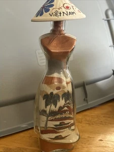 Arte de arena vintage Vietnam en botella salvia oxidada - Imagen 1 de 10