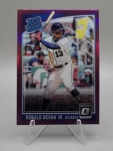 2018 Panini Donruss Optic - Rated Rookie Ronald Acuña Jr. #63 Purple Prizm (RC) - Picture 1 of 2