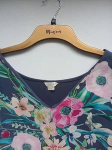 MONSOON-SILK- NAVY/ MULTICOLOURED FLORAL PRINT- SHORT SLEEVE DRESS. ( SIZE 12) - Picture 1 of 13