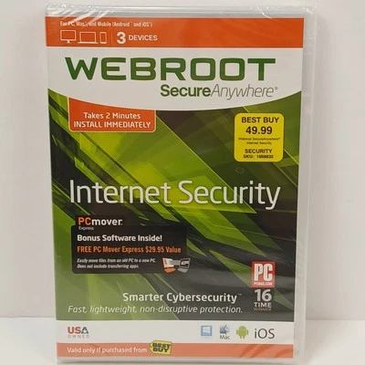 Webroot Secure Anywhere Internet Security 3 Devices PC MAC Mobile New Sealed - Image 1 of 4