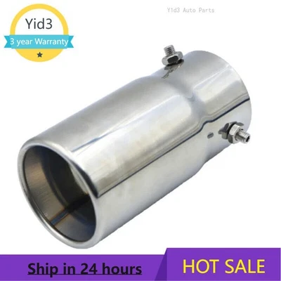 Cubierta de punta de silenciador de tubo de escape de coche cromado plateado 70 mm tubo de escape de acero inoxidable Foto 1 de 4