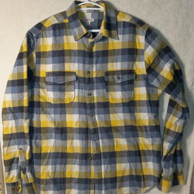Женские фланелевые рубашки Merona размер Large желтые серые клетчатые карманы  - Изображение 1 из 4