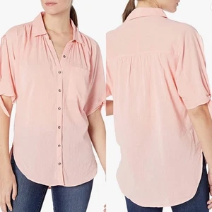 William Rast Blouse Top Peaches & Cream Button Down Tie Sleeve Large NWT - Picture 1 of 14