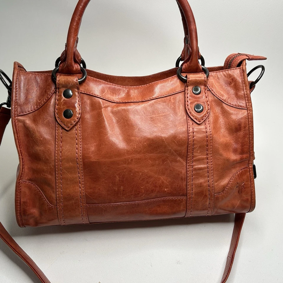 Bolso de mano FRYE de cuero Melissa Satchel - naranja quemado con correa desmontable Foto 1 de 4