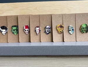 Complete Set 8 Universal Monsters Soft Enamel Pin Frankenstein Wolfman Phantom - Picture 1 of 9