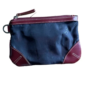 Franklin Covey Zip Pouch Coin Wallet Bag Travelware Cosmetic Black Red Logo - Picture 1 of 7