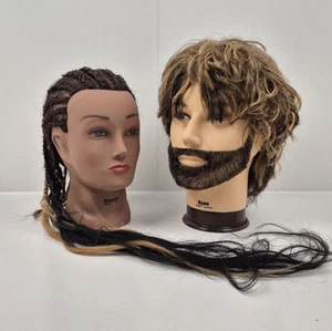 Lotto 2 teste manichino capelli umani Burmax 100% Simone & Ryan salone cosmetologia - Foto 1 di 10