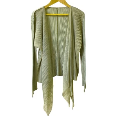 PLEATS PLEASE ISSEY MIYAKE Design Cardigan PP43-JO543 Size 3 Green Women USED - Image 1 of 4
