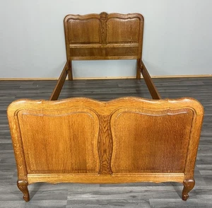 Bed Frame Vintage French Louis XVI Style Oak Single Carved Panel LOT 4083 - Picture 1 of 10
