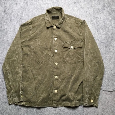 AllSaints Shirt Jacket Mens Large Green Telemark LS Relaxed Fit Workwear Cotton - Image 1 of 4