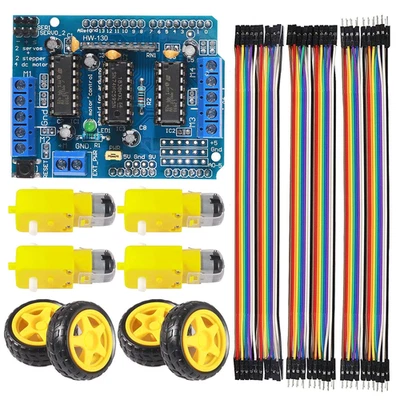 ALAMSCN Robot Motor Kit DC Motor 3-6V Gear TT Motor with Tire Wheel + L293D Motor Drive