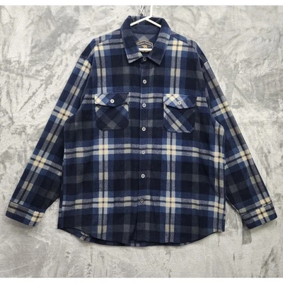 Camisa Freedom Foundry Para Hombres XXL Azul Gris A Cuadros Felpa Vellón Chamarra Manga Larga Foto 1 de 4