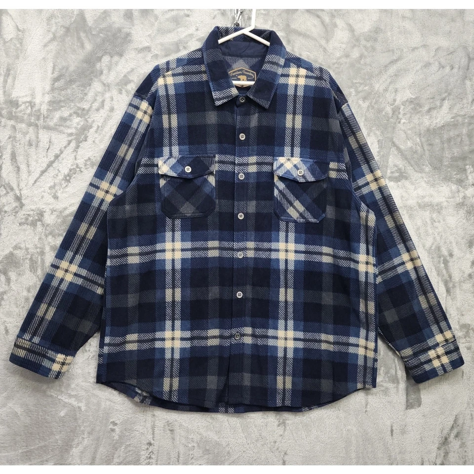 Camisa Freedom Foundry Para Hombres XXL Azul Gris A Cuadros Felpa Vellón Chamarra Manga Larga Foto 1 de 4