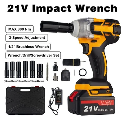 Taladro Pistola De Impacto 1/2 Inalambrico Para Quitar Tuercas Llave En Oferta Foto 1 de 4