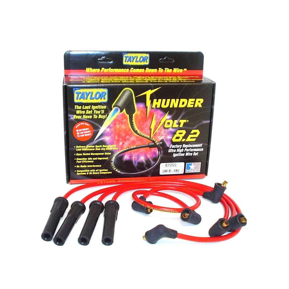 Conjunto de fios vela de ignição Taylor 87250; ThunderVolt 8,2 mm vermelho para 83-88 Toyota 2.4L - Imagem 1 de 1