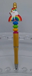 Benutzerdefinierte Lisa Frank inspiriert Einhorn Regenbogen Perlen Tintenstift schwarze tintenfreie Mine - Bild 1 von 1
