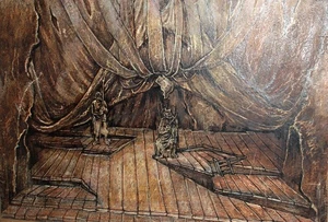 Gouache painting theatre scene signed - Picture 1 of 12