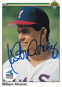 WILSON ALVAREZ SIGNED AUTO'D 1990 UPPER DECK CARD 765 RANGERS CHICAGO WHITE SOX - Picture 1 of 3