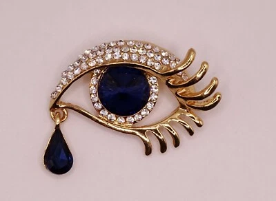Eye Tear Drop Diamante Fashion Brooch Pin Brand New FREE P&P - Image 1 of 4