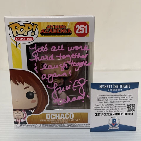 Luci Christian Signed Ochaco MY HERO ACADEMIA Exclusive Funko Pop BECKETT COA 8 Cover