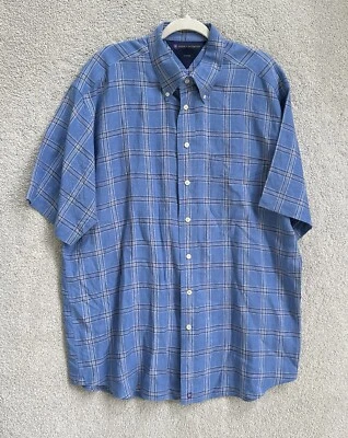 Camisa Henry Jacobson Para Hombres Extra Grande Azul A Cuadros Informal Camisa Con Botones Preppy Foto 1 de 4