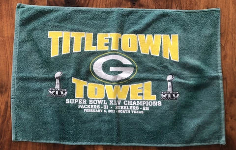 Packers Super Bowl 45 Champions Titletown Towel w score Cover