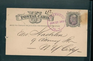 USA Ganzsache 1879 Kinderhook  Columbia County Postal Card - Bild 1 von 2
