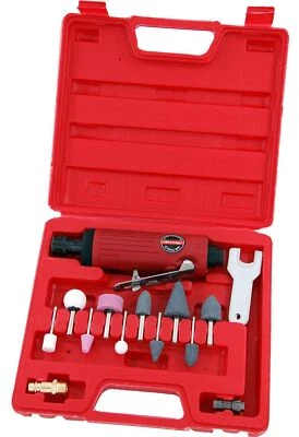 Air Powered 15 Piece Straight Air Die Grinder Kit With Grinding Stones And Case - Image 1 of 3