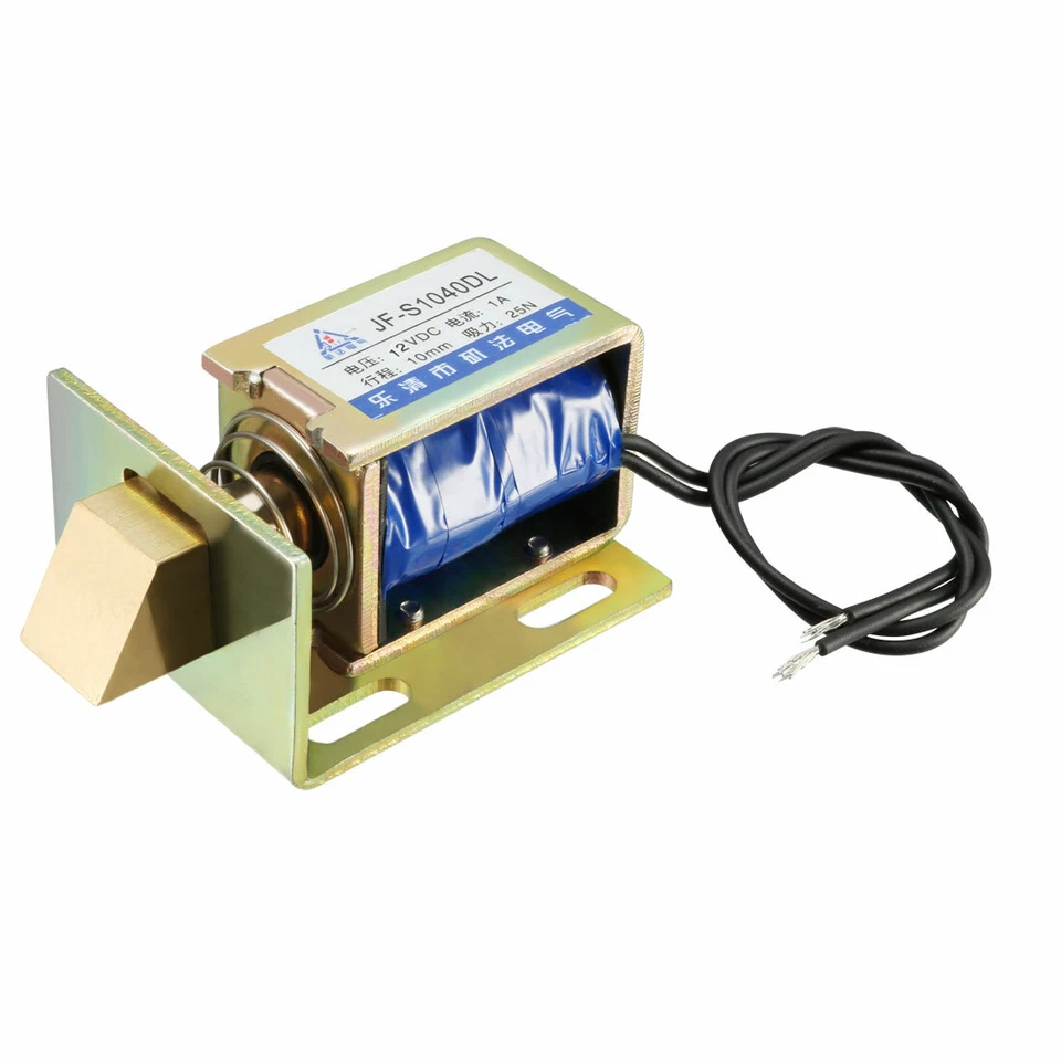 JF-S1040DL DC 12V 1A 12W 25N 10mm Pull Type Linear Motion Solenoid Electromagnet - Image 1 of 1