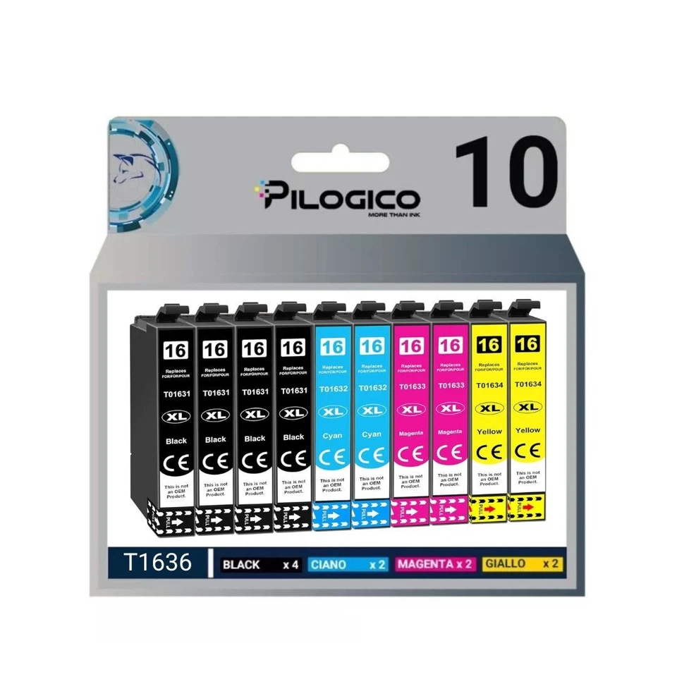 10 CARTUCCE T1636 PER EPSON WF-2010W WF-2510WF WF-2520NF WF-2530WF WF-2540WF - Immagine 1 di 1