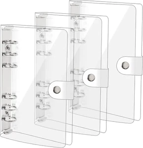 3 Pack A6 Transparent Soft PVC 6 Rings Binder Cover Clear Binder Notebook Cover - Picture 1 of 6