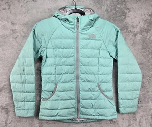 The North Face Girls Hooded Puffer 550 Down Ski Jacket Sz L 14/16 Blue Green - Picture 1 of 24