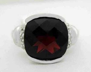 GENUINE 5.84 Cts GARNET & DIAMOND RING 10K WHITE GOLD - Free Certificate - NWT - Picture 1 of 5