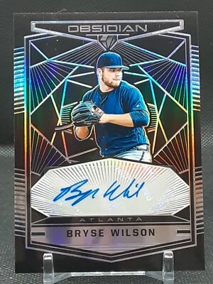 BRYSE WILSON 2019 OBSIDIAN SILVER PRIZM AUTO BRAVES  - Image 1 of 2
